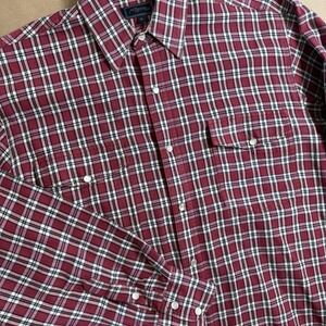 Roper Men's M Blue Red Plaid Pearl Snap Cowboy Western Long Sleeve Shirt